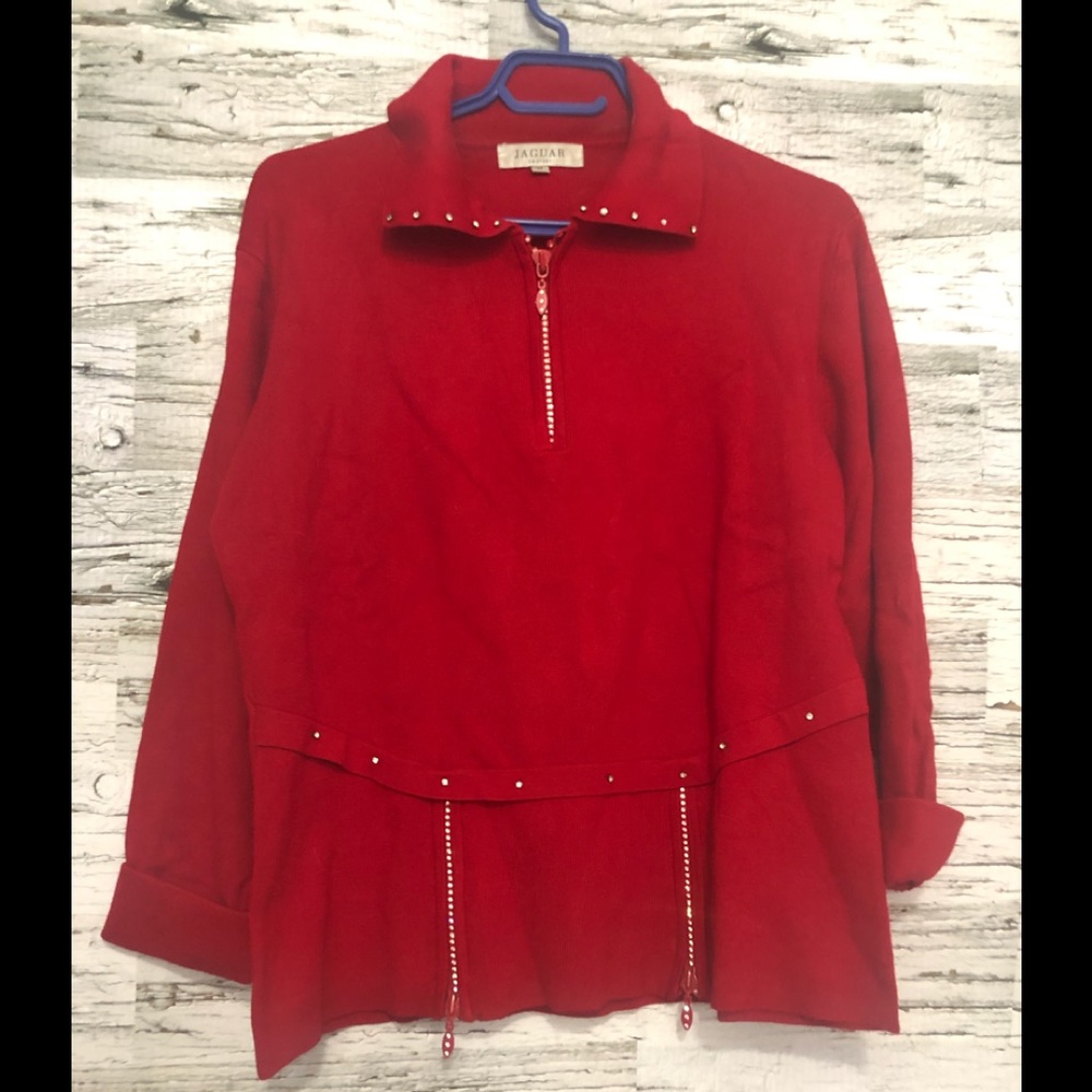 Jaguar ted rhinestone embellished mid sleeve top